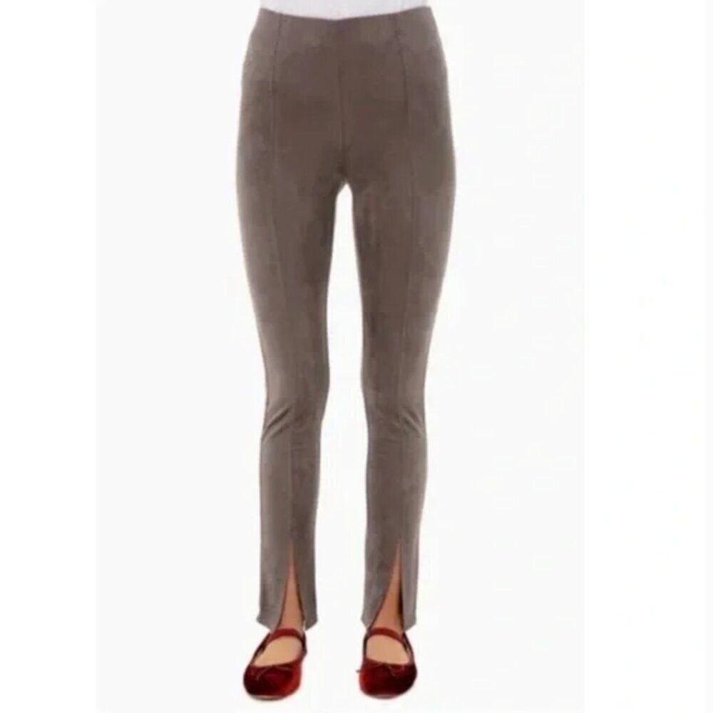 Tuckernuck Pomander Place Sloane Leggings Suede Slit Front Gray Size Medium